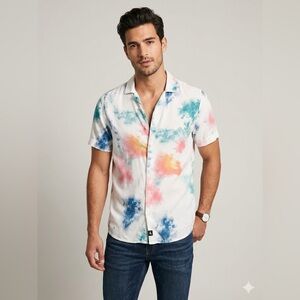 Hollister Tie-Dye Short Sleeve Button-Down | Size Small